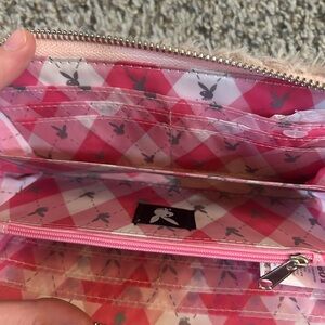 PLAYBOY Pink and White Checkered Wallet